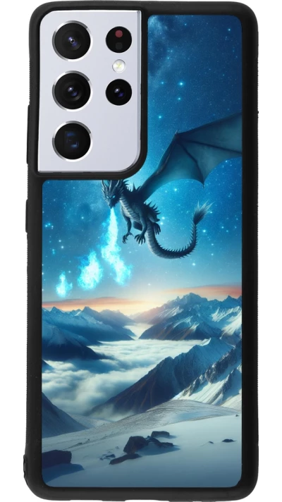 Samsung Galaxy S21 Ultra 5G Case Hülle - Silikon schwarz Drache nächtliche Berg