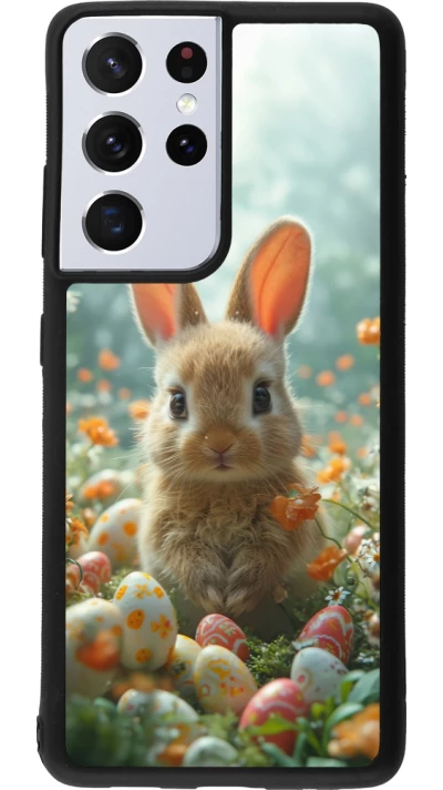 Samsung Galaxy S21 Ultra 5G Case Hülle - Silikon schwarz Easter 2026 Rabbit in the garden