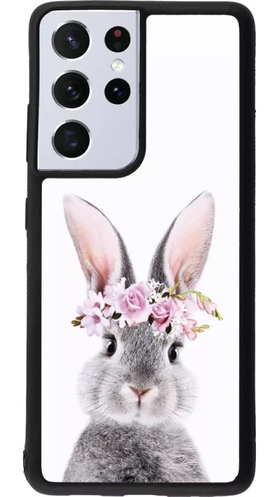 Samsung Galaxy S21 Ultra 5G Case Hülle - Silikon schwarz Easter 2023 flower bunny