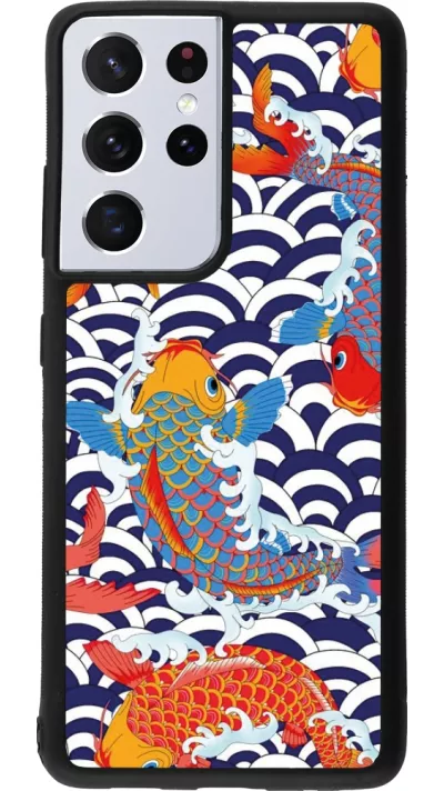 Samsung Galaxy S21 Ultra 5G Case Hülle - Silikon schwarz Easter 2023 japanese fish