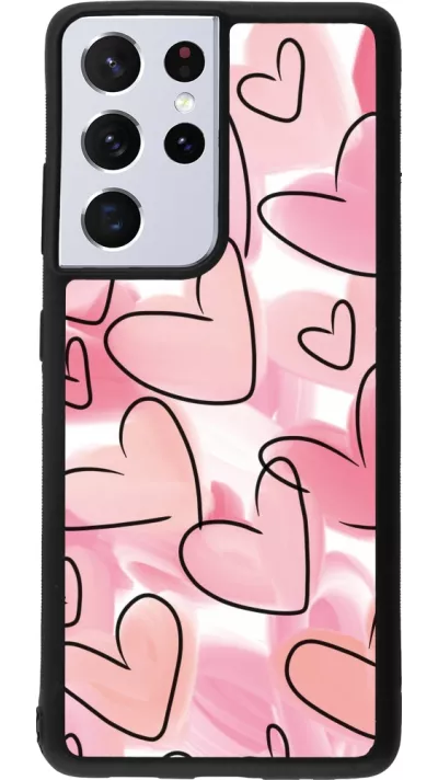 Samsung Galaxy S21 Ultra 5G Case Hülle - Silikon schwarz Easter 2023 pink hearts