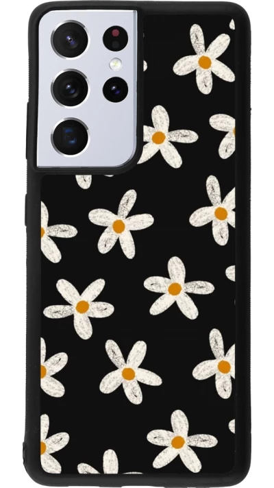 Samsung Galaxy S21 Ultra 5G Case Hülle - Silikon schwarz Easter 2024 white on black flower