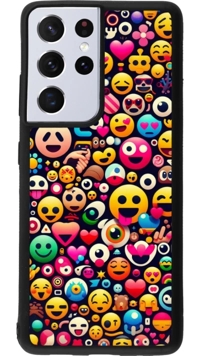 Samsung Galaxy S21 Ultra 5G Case Hülle - Silikon schwarz Emoji Mix Farbe
