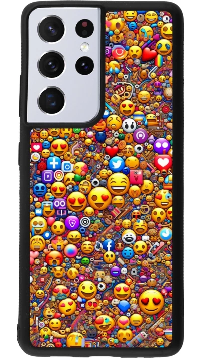 Samsung Galaxy S21 Ultra 5G Case Hülle - Silikon schwarz Emoji gemischt