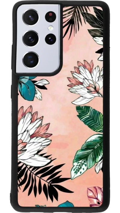 Samsung Galaxy S21 Ultra 5G Case Hülle - Silikon schwarz Flowers Artprint
