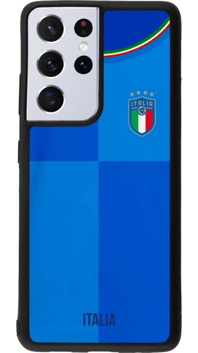 Samsung Galaxy S21 Ultra 5G Case Hülle - Silikon schwarz Italien 2022 personalisierbares Fußballtrikot