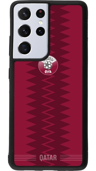 Samsung Galaxy S21 Ultra 5G Case Hülle - Silikon schwarz Qatar 2026 personalisierbares Fussballtrikot