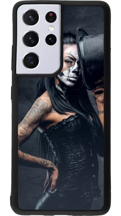 Samsung Galaxy S21 Ultra 5G Case Hülle - Silikon schwarz Halloween 22 Tattooed Girl
