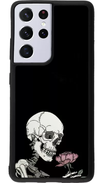 Samsung Galaxy S21 Ultra 5G Case Hülle - Silikon schwarz Halloween 2023 rose and skeleton