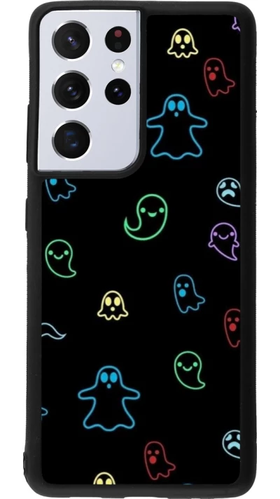Samsung Galaxy S21 Ultra 5G Case Hülle - Silikon schwarz Halloween 2024 colorful ghosts