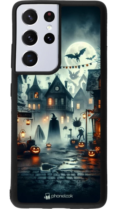 Samsung Galaxy S21 Ultra 5G Case Hülle - Silikon schwarz Halloween Spukstadt