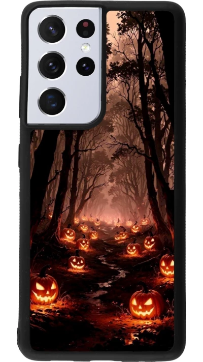 Samsung Galaxy S21 Ultra 5G Case Hülle - Silikon schwarz Halloween 2025 Road of Terrifying Pumpkins