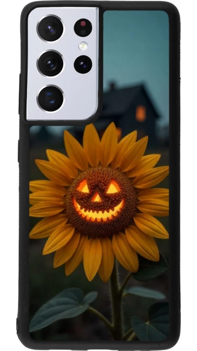 Coque Samsung Galaxy S21 Ultra 5G - Silicone rigide noir Halloween 2026 Evil Sunflower