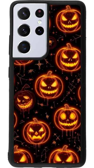 Coque Samsung Galaxy S21 Ultra 5G - Silicone rigide noir Halloween 2026 Pattern Pumpkins