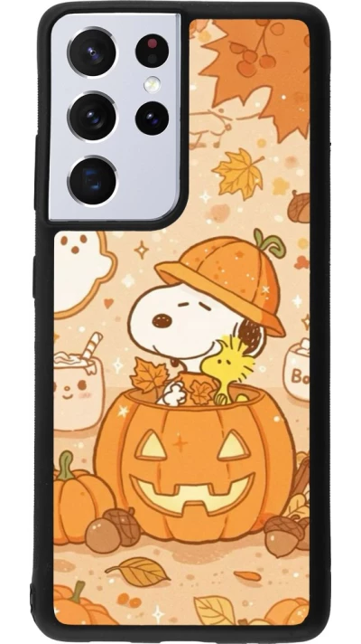 Coque Samsung Galaxy S21 Ultra 5G - Silicone rigide noir Halloween 2026 Snoopy Halloween