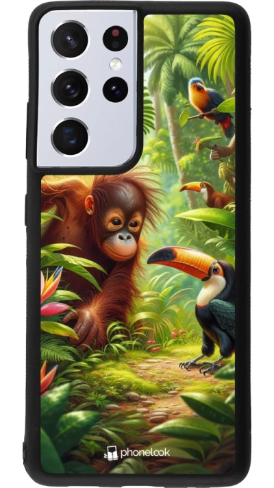 Samsung Galaxy S21 Ultra 5G Case Hülle - Silikon schwarz Tropischer Dschungel Tayrona