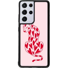 Samsung Galaxy S21 Ultra 5G Case Hülle - Silikon schwarz Leopard with hearts 2026