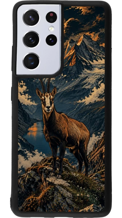 Coque Samsung Galaxy S21 Ultra 5G - Silicone rigide noir Linocut Chamois