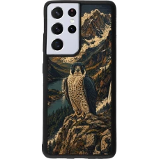 Samsung Galaxy S21 Ultra 5G Case Hülle - Silikon schwarz Linocut Wanderfalke
