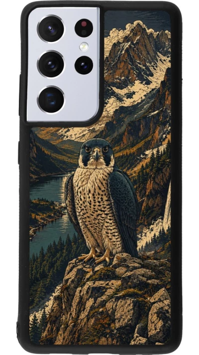 Coque Samsung Galaxy S21 Ultra 5G - Silicone rigide noir Linocut Faucun pèlerin