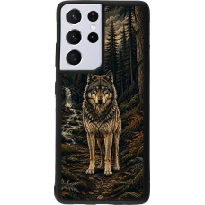 Samsung Galaxy S21 Ultra 5G Case Hülle - Silikon schwarz Linocut Wold