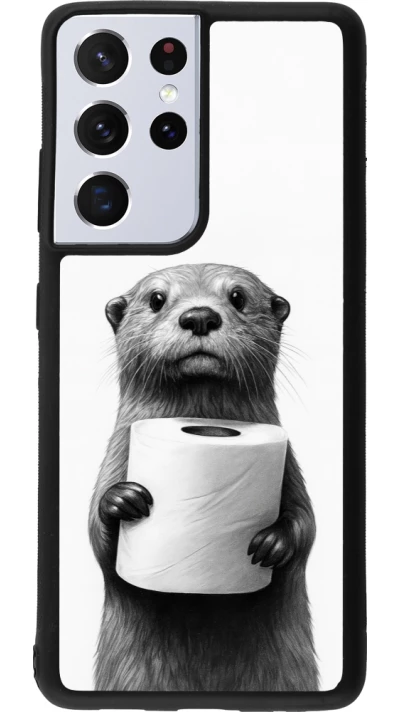 Samsung Galaxy S21 Ultra 5G Case Hülle - Silikon schwarz Otter Toilettenpapier