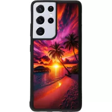 Samsung Galaxy S21 Ultra 5G Case Hülle - Silikon schwarz Malediven Abenddämmerung Glückseligkeit