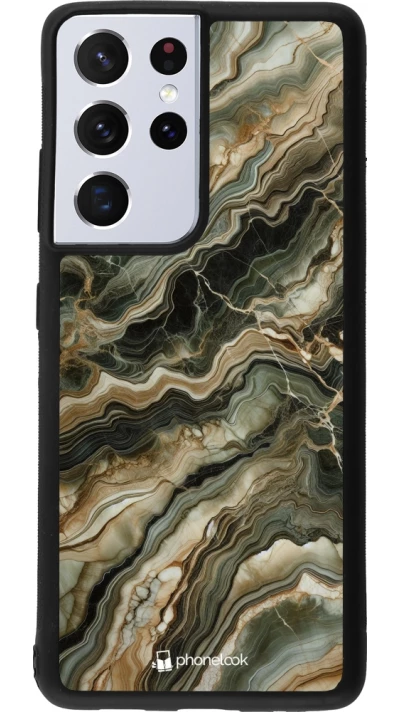 Samsung Galaxy S21 Ultra 5G Case Hülle - Silikon schwarz Oliv Marmor