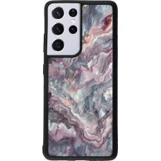 Samsung Galaxy S21 Ultra 5G Case Hülle - Silikon schwarz Violetter silberner Marmor