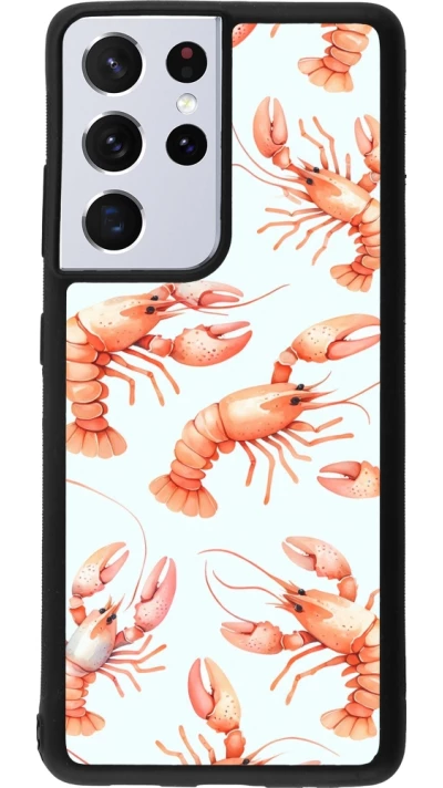 Samsung Galaxy S21 Ultra 5G Case Hülle - Silikon schwarz Muster von pastellfarbenen Hummern