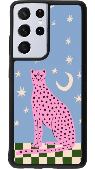 Samsung Galaxy S21 Ultra 5G Case Hülle - Silikon schwarz Pink leopard with stars 2026