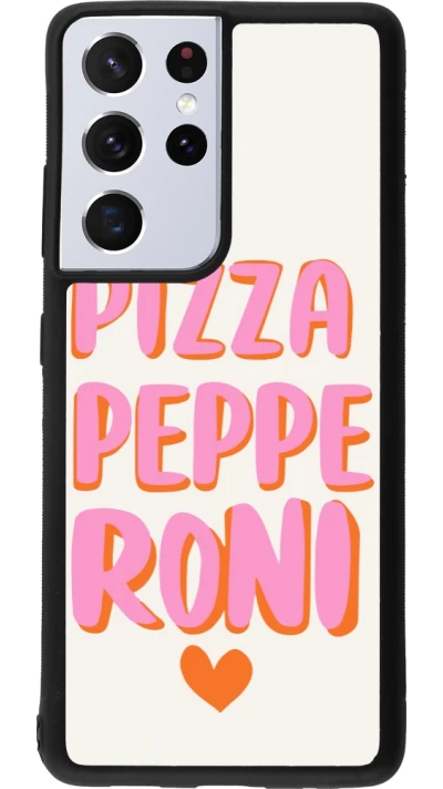 Samsung Galaxy S21 Ultra 5G Case Hülle - Silikon schwarz Pizza pepperoni 2026