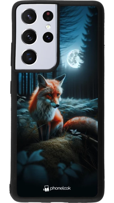 Samsung Galaxy S21 Ultra 5G Case Hülle - Silikon schwarz Fuchs Mond Wald