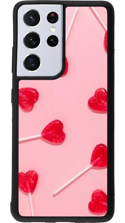 Samsung Galaxy S21 Ultra 5G Case Hülle - Silikon schwarz Saint Valentines Day 26 Lollipop