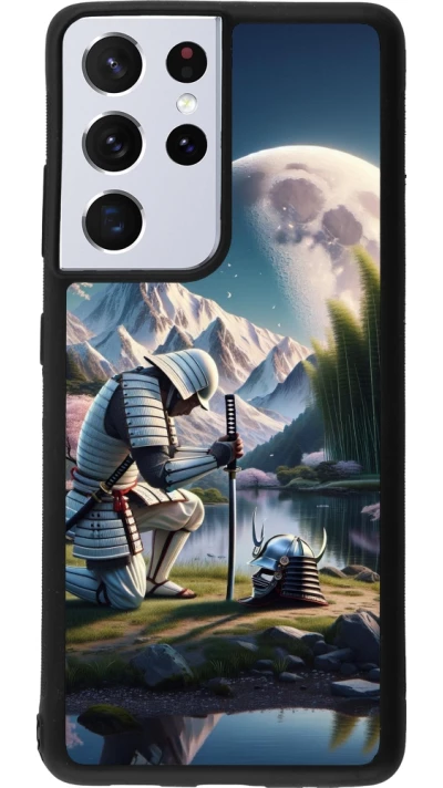 Samsung Galaxy S21 Ultra 5G Case Hülle - Silikon schwarz Samurai Katana Mond
