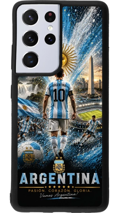 Samsung Galaxy S21 Ultra 5G Case Hülle - Silikon schwarz Fussball Argentinien splash 2026