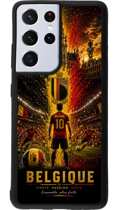 Samsung Galaxy S21 Ultra 5G Case Hülle - Silikon schwarz Fussball Belgien splash 2026
