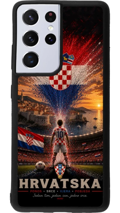 Samsung Galaxy S21 Ultra 5G Case Hülle - Silikon schwarz Fussball Kroatien splash 2026