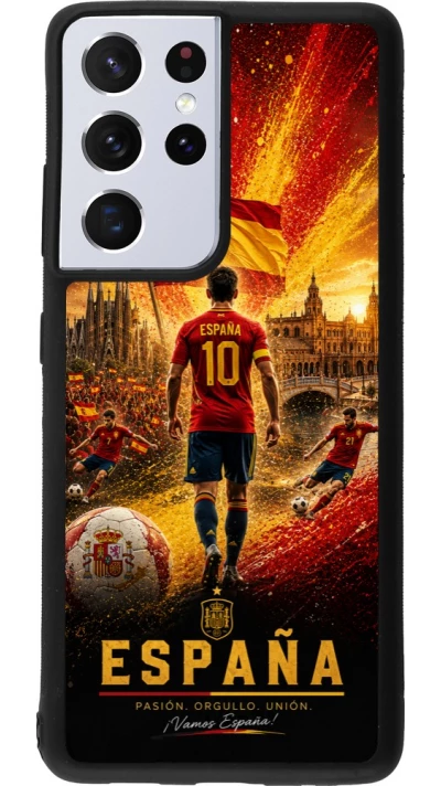 Samsung Galaxy S21 Ultra 5G Case Hülle - Silikon schwarz Fussball Espanien splash 2026