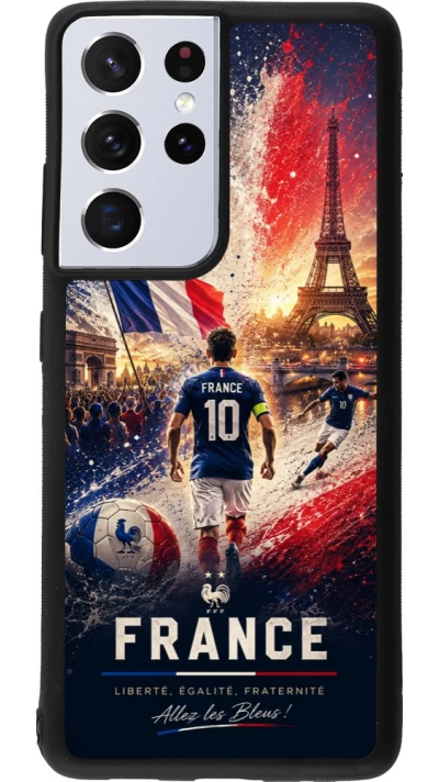 Samsung Galaxy S21 Ultra 5G Case Hülle - Silikon schwarz Fussball Frankreich splash 2026