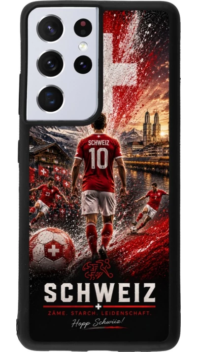 Samsung Galaxy S21 Ultra 5G Case Hülle - Silikon schwarz Fussball Schweiz splash 2026