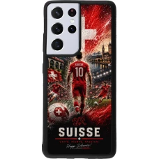 Coque Samsung Galaxy S21 Ultra 5G - Silicone rigide noir Football Suisse splash 2026