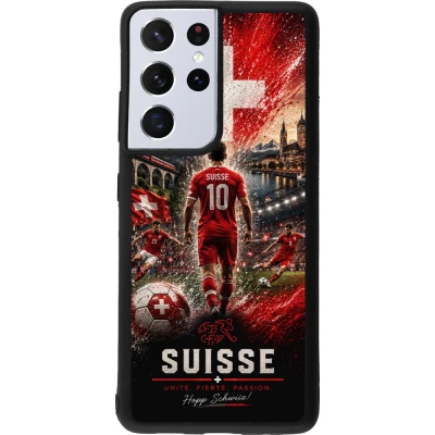 Coque Samsung Galaxy S21 Ultra 5G - Silicone rigide noir Football Suisse splash 2026