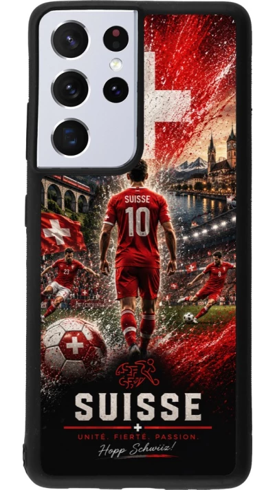 Samsung Galaxy S21 Ultra 5G Case Hülle - Silikon schwarz Fussball Suisse splash 2026