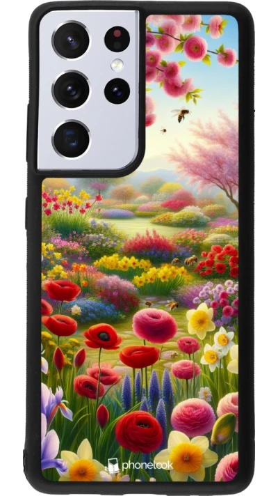 Samsung Galaxy S21 Ultra 5G Case Hülle - Silikon schwarz Frühling 25 Strauß Frühling