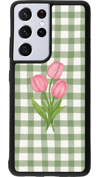 Samsung Galaxy S21 Ultra 5G Case Hülle - Silikon schwarz Green vichy tulips Spring 2026