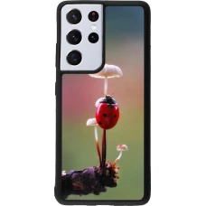 Samsung Galaxy S21 Ultra 5G Case Hülle - Silikon schwarz Ladybird on a mushroom Spring 2026