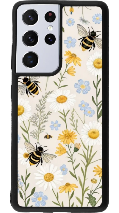 Samsung Galaxy S21 Ultra 5G Case Hülle - Silikon schwarz Pattern bees Spring 2026