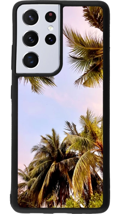 Samsung Galaxy S21 Ultra 5G Case Hülle - Silikon schwarz Summer 2023 palm tree vibe