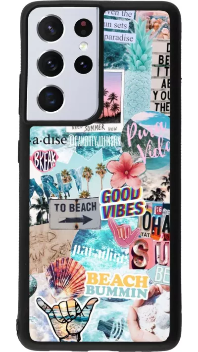 Coque Samsung Galaxy S21 Ultra 5G - Silicone rigide noir Summer 20 collage